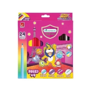 ดินสอสีไม้ 24 สี แท่งยาว SUPER BRIGHT ยี่ห้อ มาสเตอร์อาร์ต (1 กล่อง)