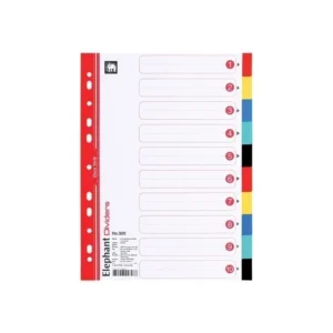 อินเด็กซ์ แบ่งตามหัวข้อด้วยสี 5 สี 1-10 A4 No.320 ยี่ห้อ ช้าง (1 เล่ม)