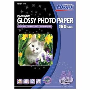 กระดาษ GLOSSY PHOTO A4 ความหนา 180 แกรม ยี่ห้อ HI-JET (1x100 แผ่น)(1 กล่อง)