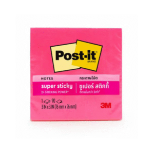 กระดาษโน๊ตกาว 3"x3" SUPER STICK สีนีออน ยี่ห้อ POST-IT (คละสี)(1 อัน)