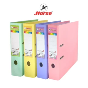 แฟ้มสันกว้าง 3" สีพาสเทล No.H-801F ยี่ห้อ ม้า (คละสี)(1 เล่ม)