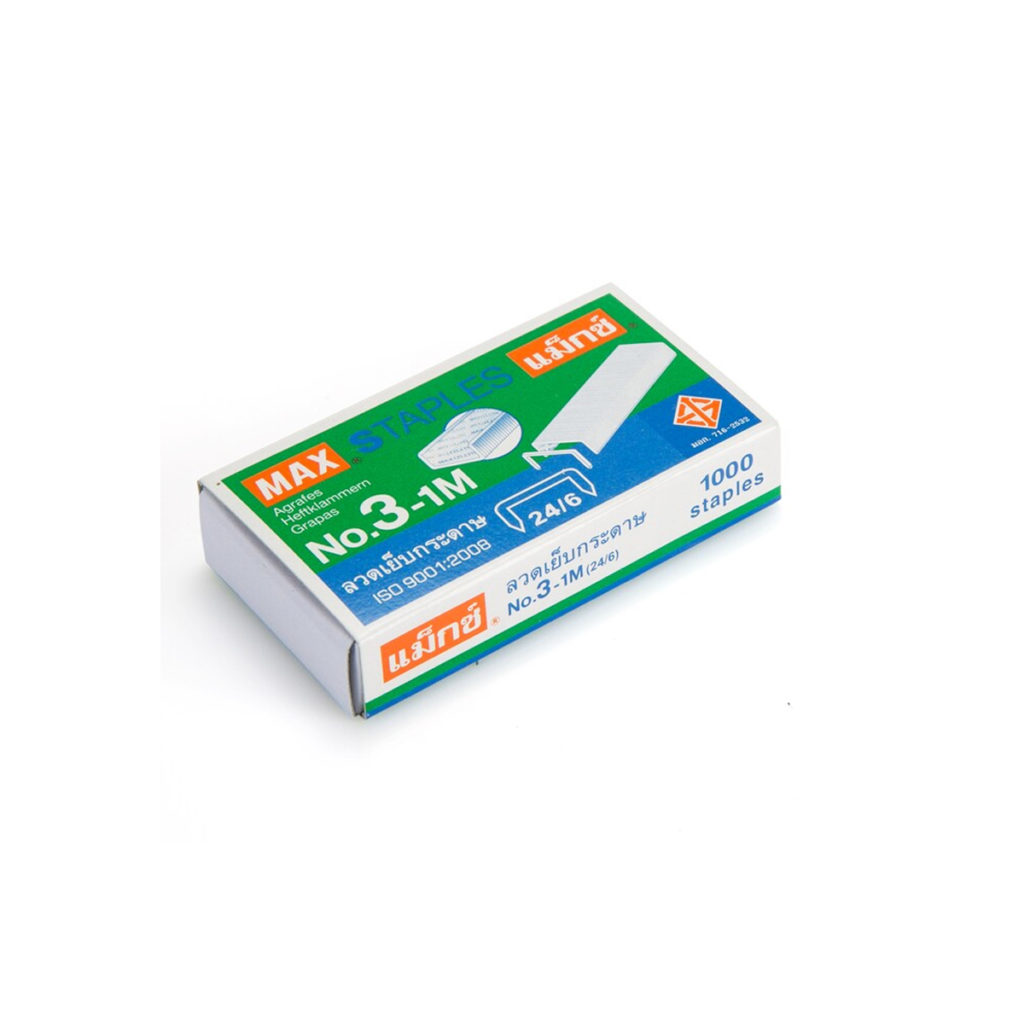 ลวดเย็บกระดาษ กล่องเล็ก No.3 ยี่ห้อ MAX (1 กล่อง)