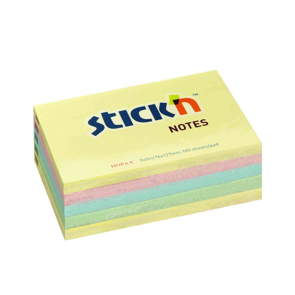 กระดาษโน๊ต 3"x5" สีพาสเทล ยี่ห้อ STICK'N (1 อัน)