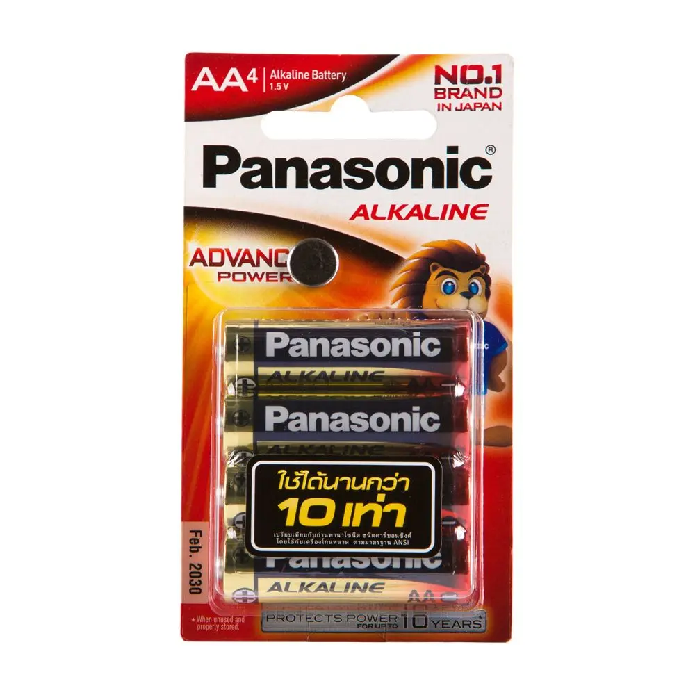 ถ่านไฟฉาย อัลคาไลน์ No.AA ยี่ห้อ PANASONIC (1x4ก้อน)(1 แพ็ค)