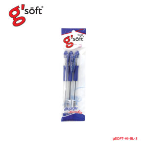 ปากกาลูกลื่นหมึกน้ำเงิน 0.38มม. HI GRIP ยี่ห้อ G-SOFT (1×3ด้าม)(1 แพ็ค)