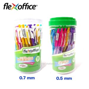 ปากกาหมึกน้ำมันสีน้ำเงิน 0.5 มม.,0.7 มม. ยี่ห้อ FLEXOFFICE (1x50ด้าม)(1 กระปุก)