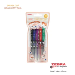 ปากกาเจล 0.5มม. HELLO KITTY SARASA ยี่ห้อ ZEBRA (1x5ด้าม)(1 แพ็ค)