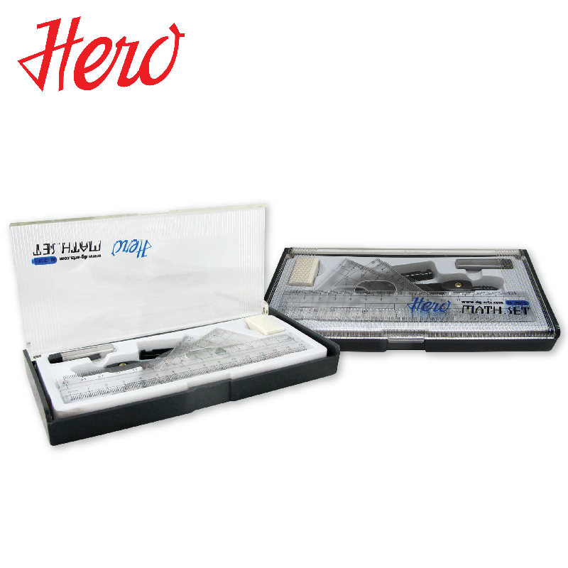 ชุดวงเวียนดินสอกด+เรขาคณิต No.AL-2015 ยี่ห้อ HERO (1 ชุด)