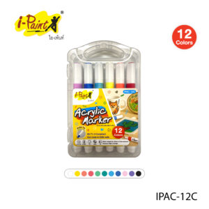 ปากกามาร์คเกอร์อะคริลิค 12 สี No.IPAC-12C ยี่ห้อ I-PAINT (1 กล่อง)
