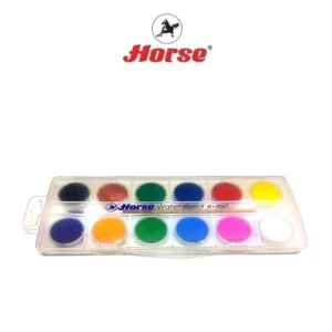 สีน้ำชนิดก้อน 12 สี No.H-2007 ยี่ห้อ ม้า (1 กล่อง)